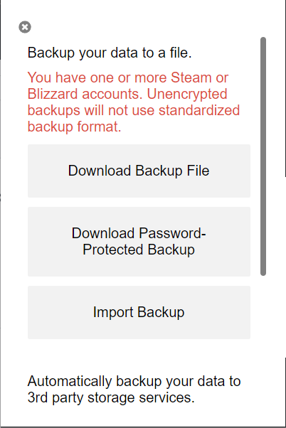 backup menu